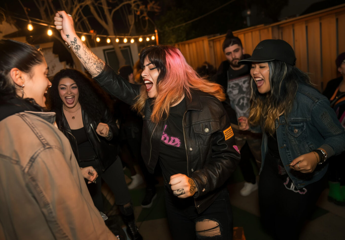 Lively Evening Celebration Outdoors Lively Evening Celebration Outdoors